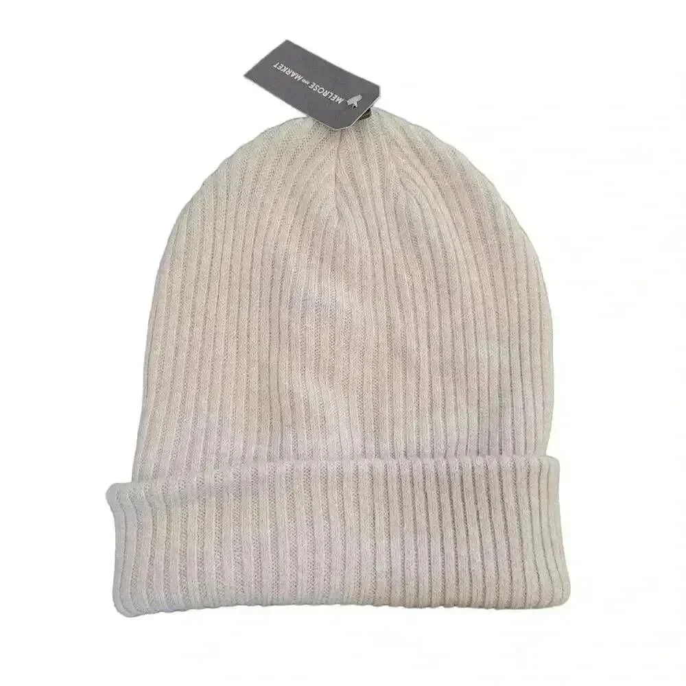 Melrose and Market Adult Unisex Light Gray Ribbed Knit Beanie NWT NEW sz OS